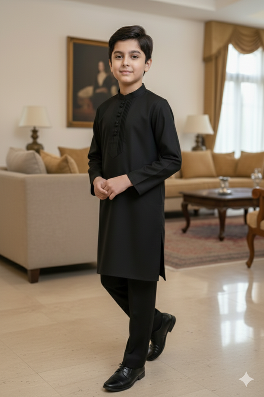 Boys Black Kameez Pajama