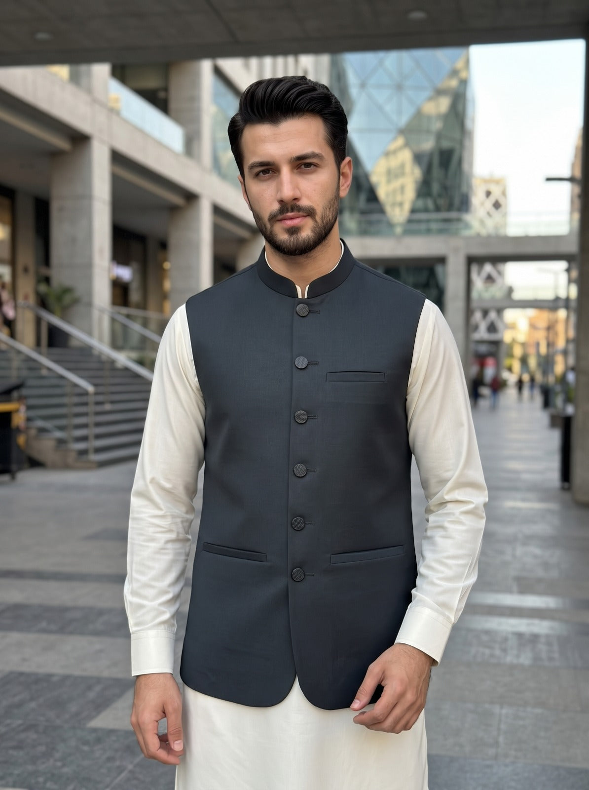 Men Grey Waistcoat