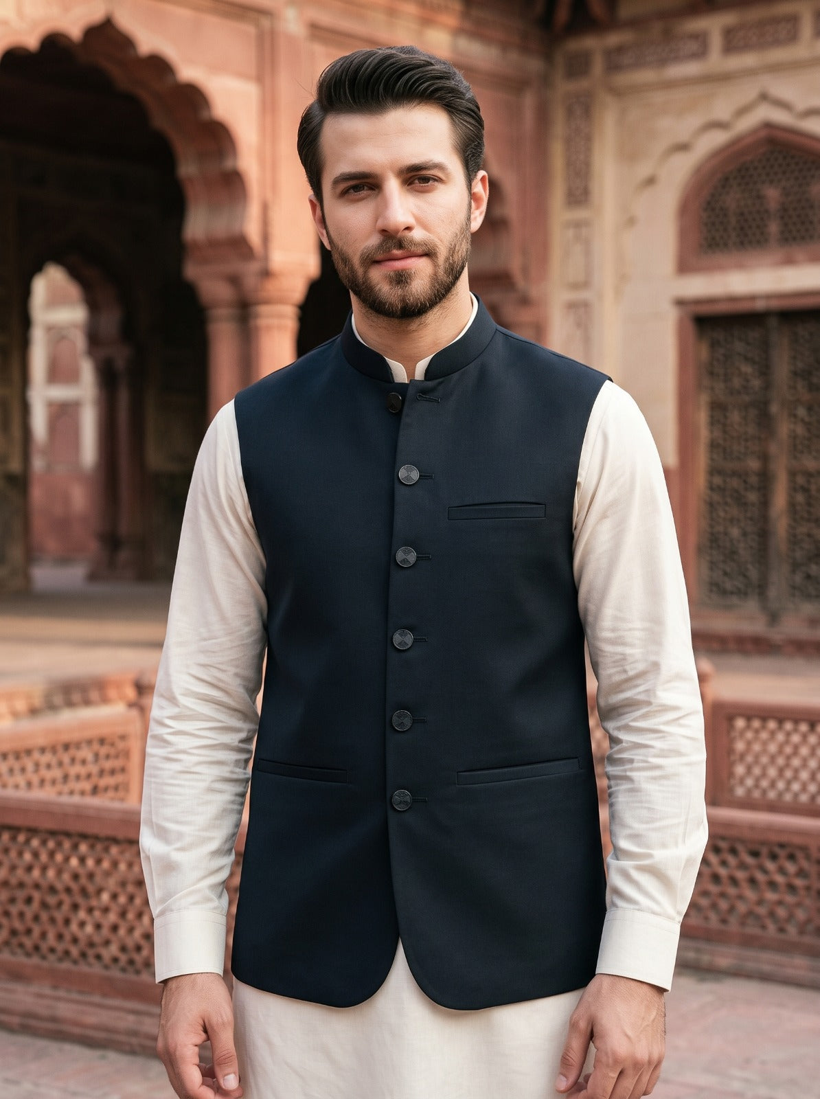 Men Black Formal Waistcoat