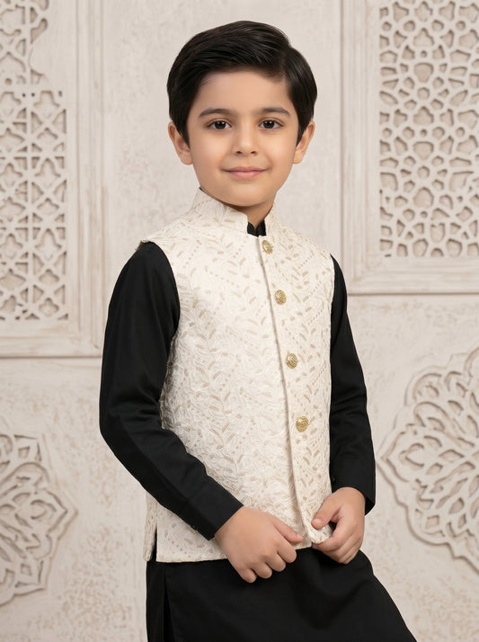 Kids Premium Off White Waistcoat