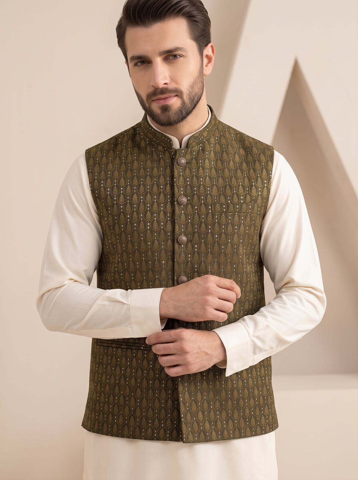 Men Mehndi Waistcoat