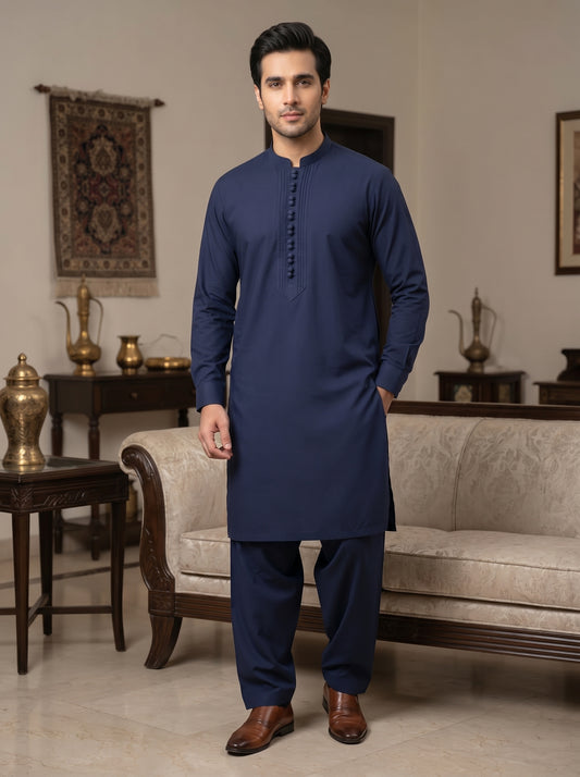 Men Navy Blue kameez Shalwar