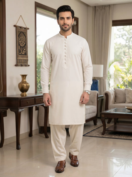 Men Off White kameez Shalwar