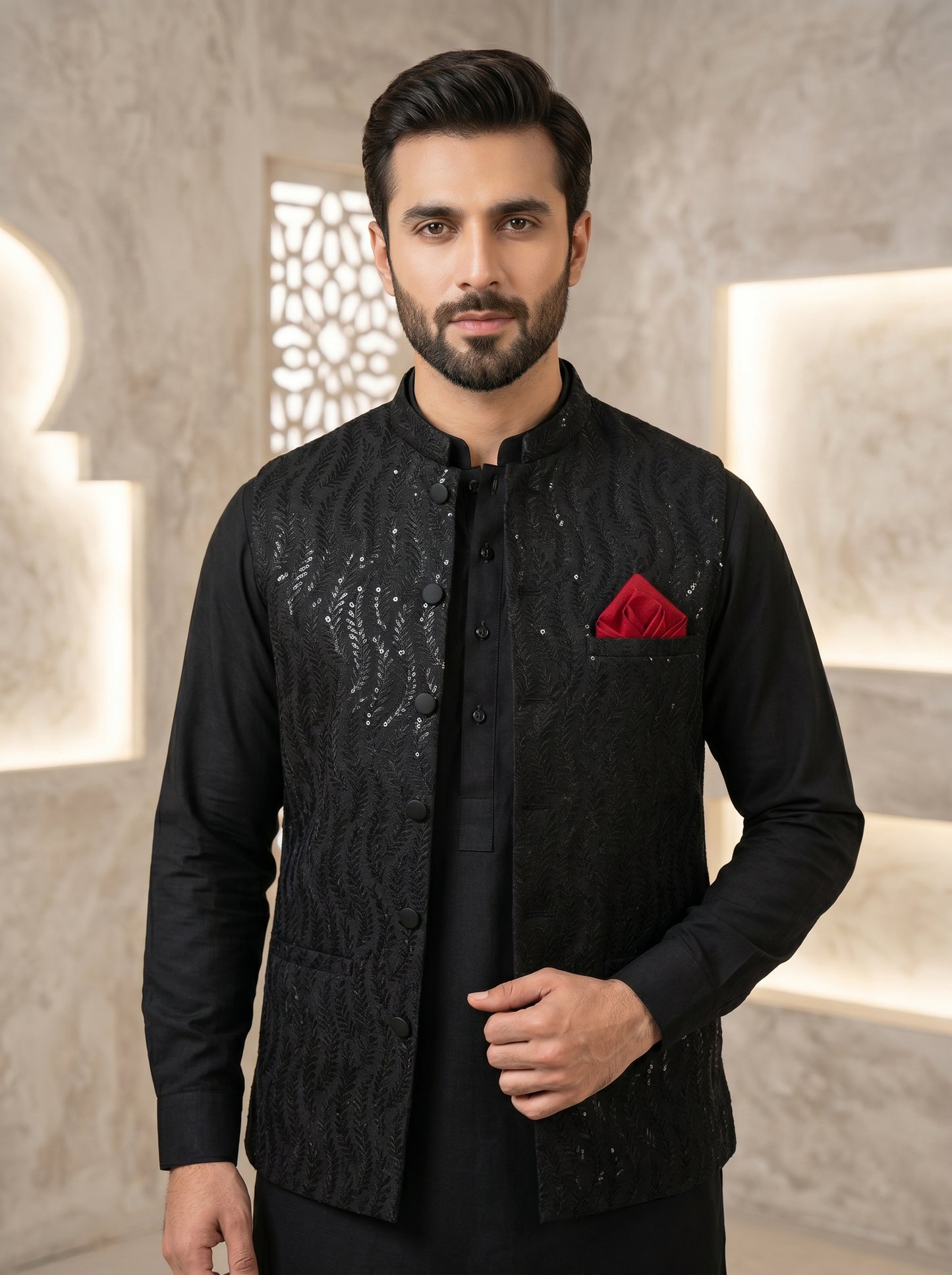 Men Black Premium Waistcoat