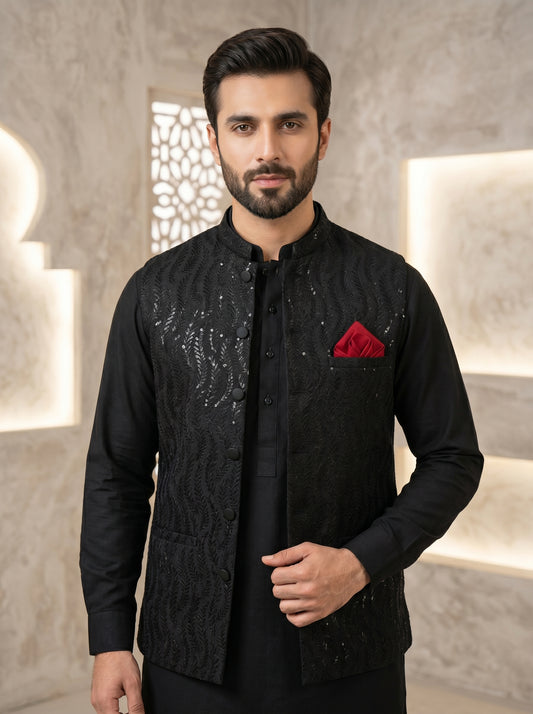 Men Black Premium Waistcoat