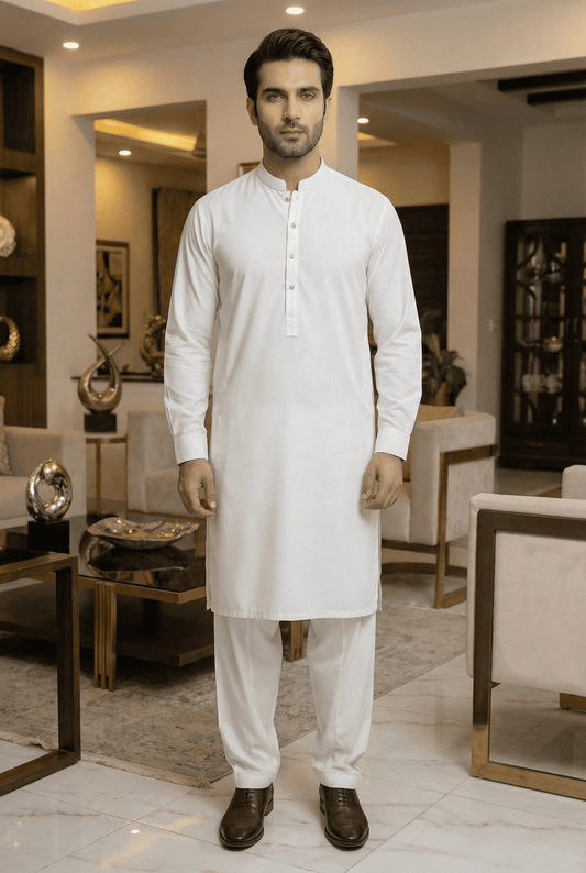 Men Off White kameez Pajama