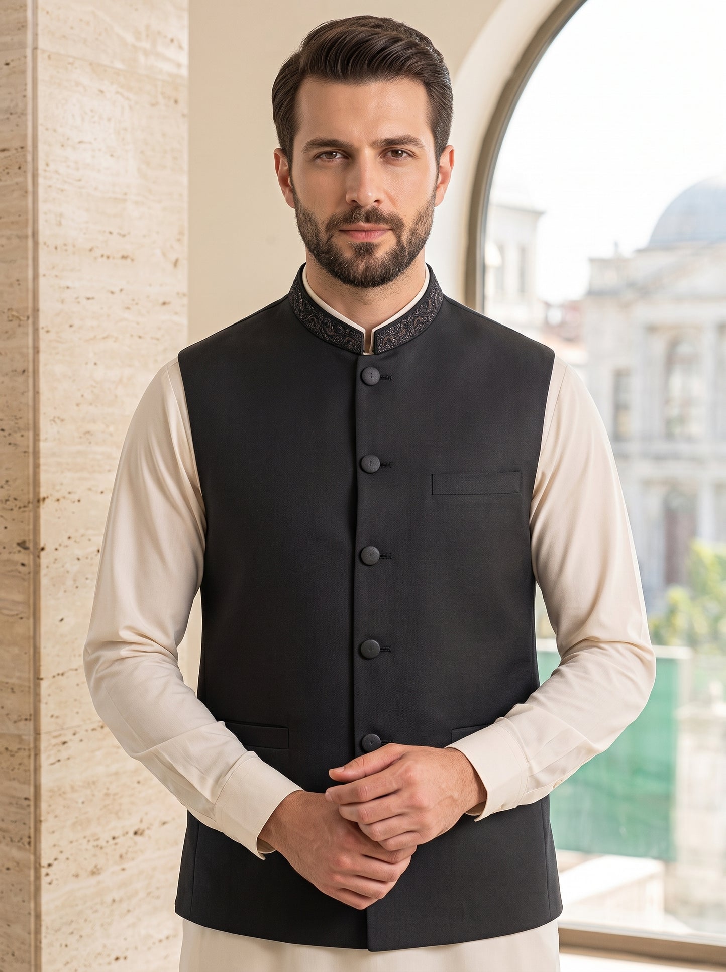 Men Black Waistcoat