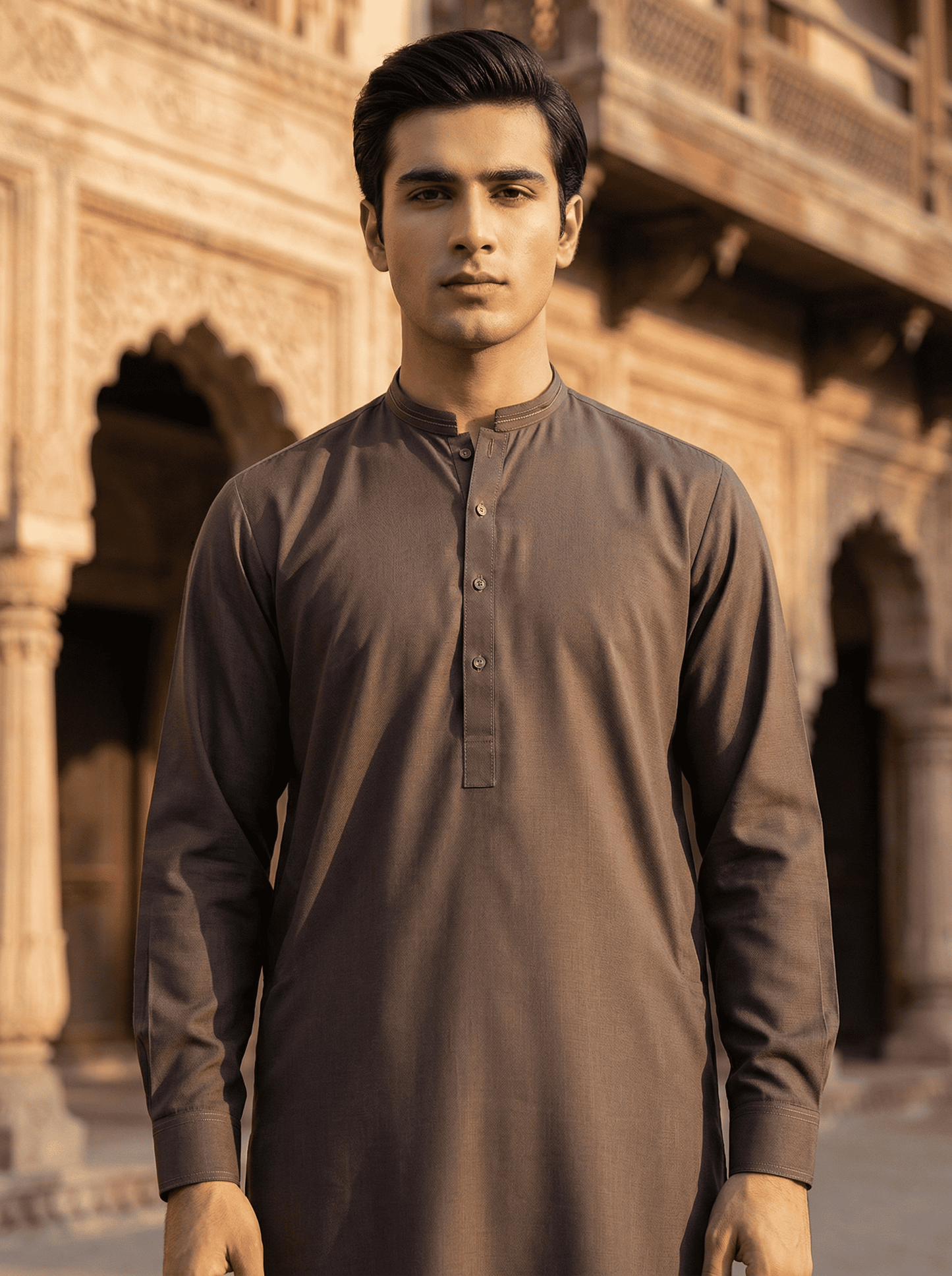 Men Brown Shalwar kameez