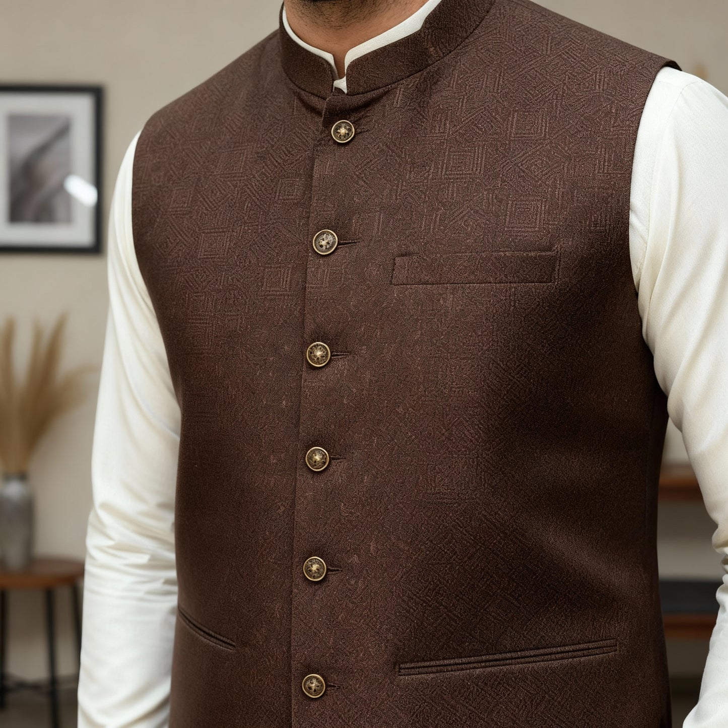 Men Brown Waistcoat