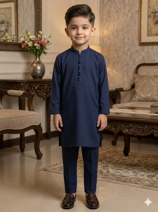 Kids Navy Blue Kameez Pajama