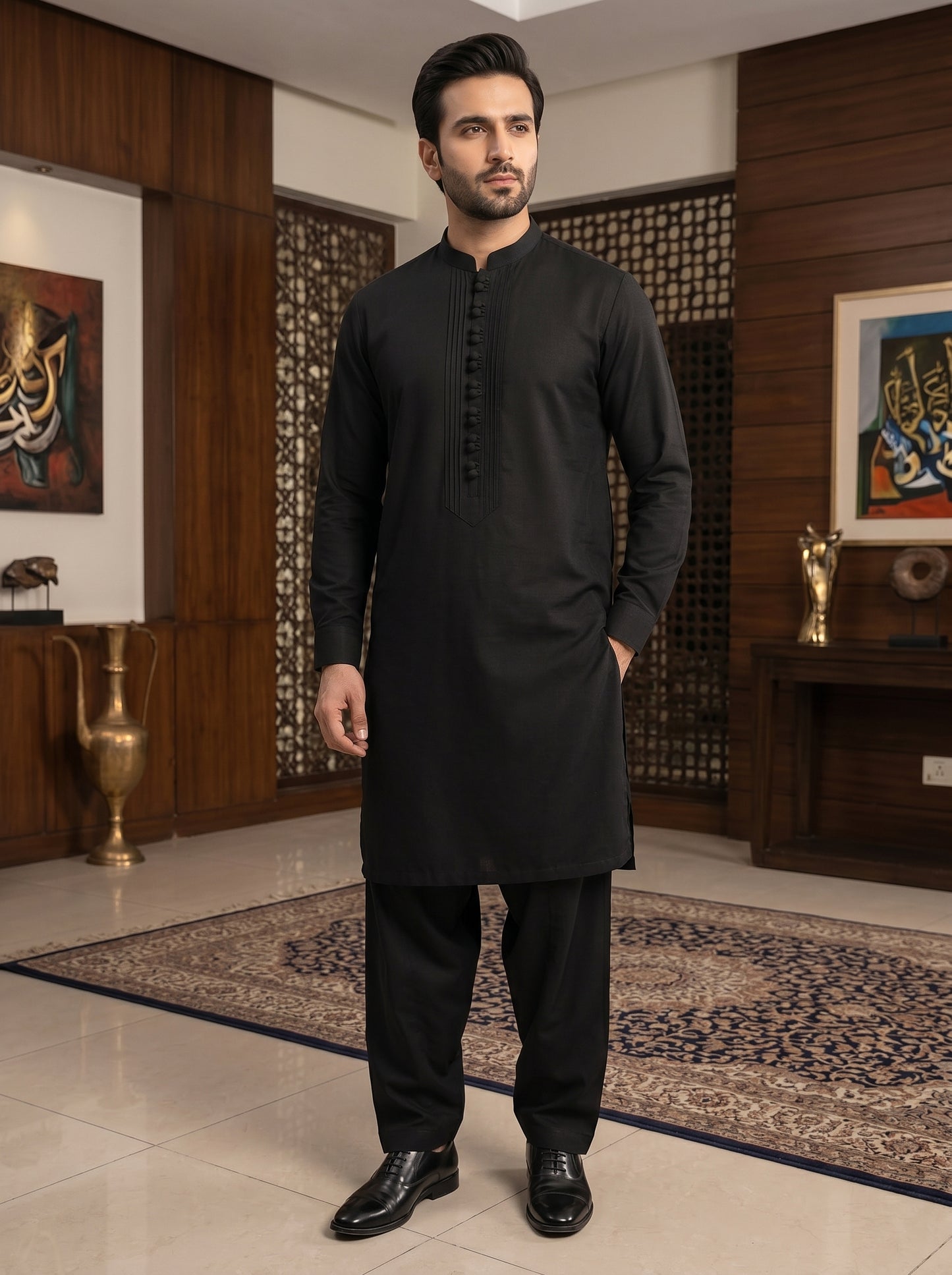 Men Black kameez Shalwar