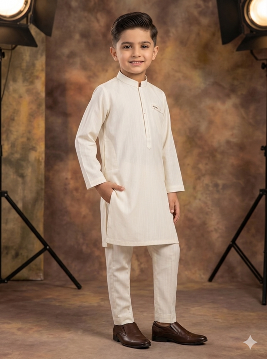 Kids Off White Kameez Pajama