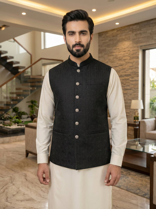 Men Black Waistcoat