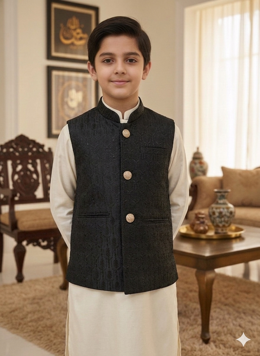 Boys Black Stylish Waistcoat