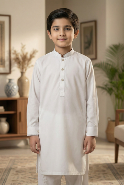 Boys Off White Premium Kameez Pajama