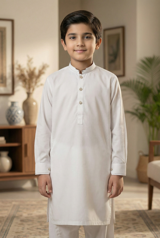 Boys Off White Premium Kameez Pajama