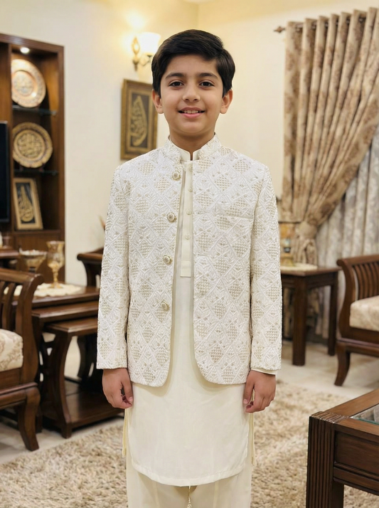 Boys Off White Prince Coat