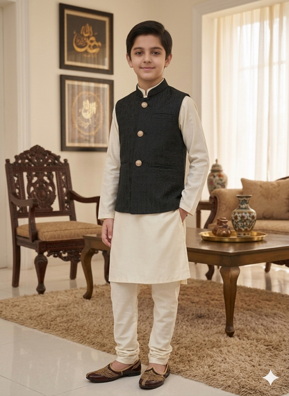 Boys Black Stylish Waistcoat