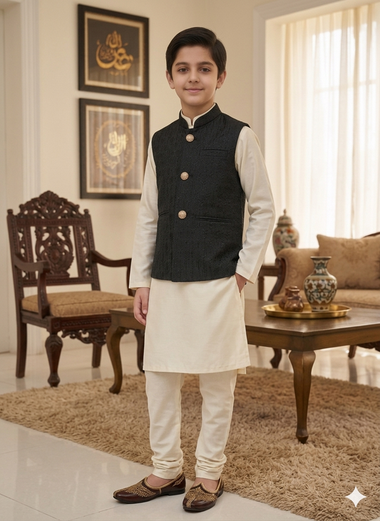 Boys Black Stylish Waistcoat