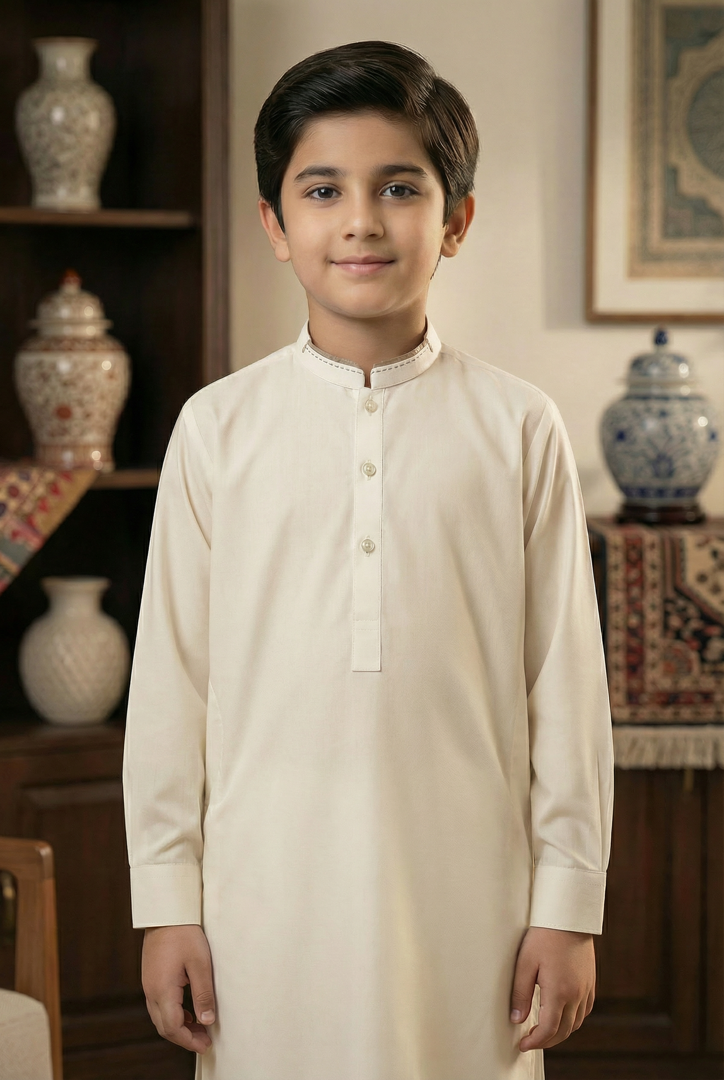 Boys Cream Kameez Pajama