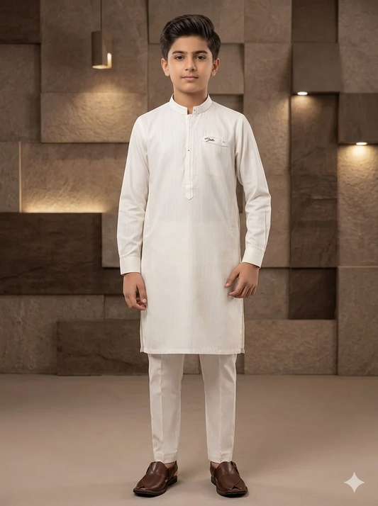 Boys Off White Kameez Pajama