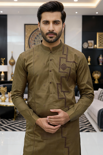 Classic Brown Cotton Shalwar Kameez