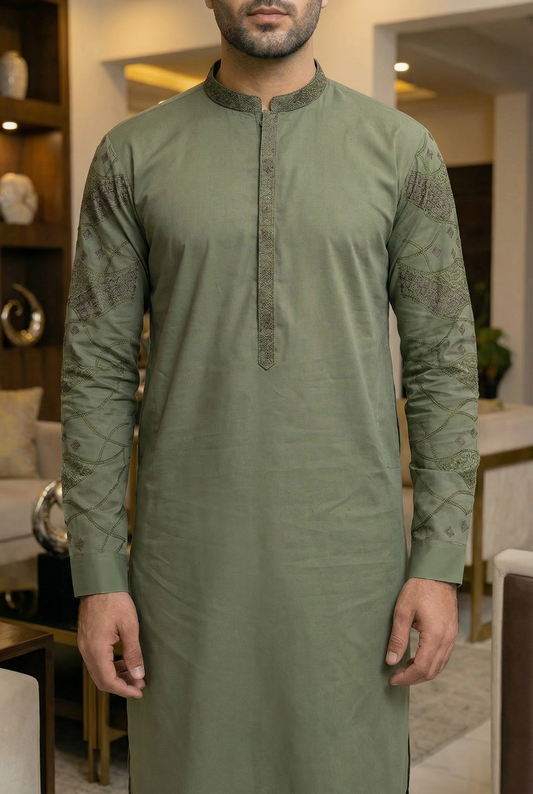 Classic Green Cotton Shalwar Kameez