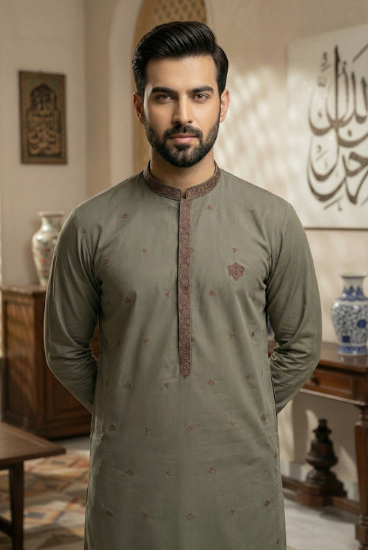 Classic Grey Cotton Shalwar Kameez