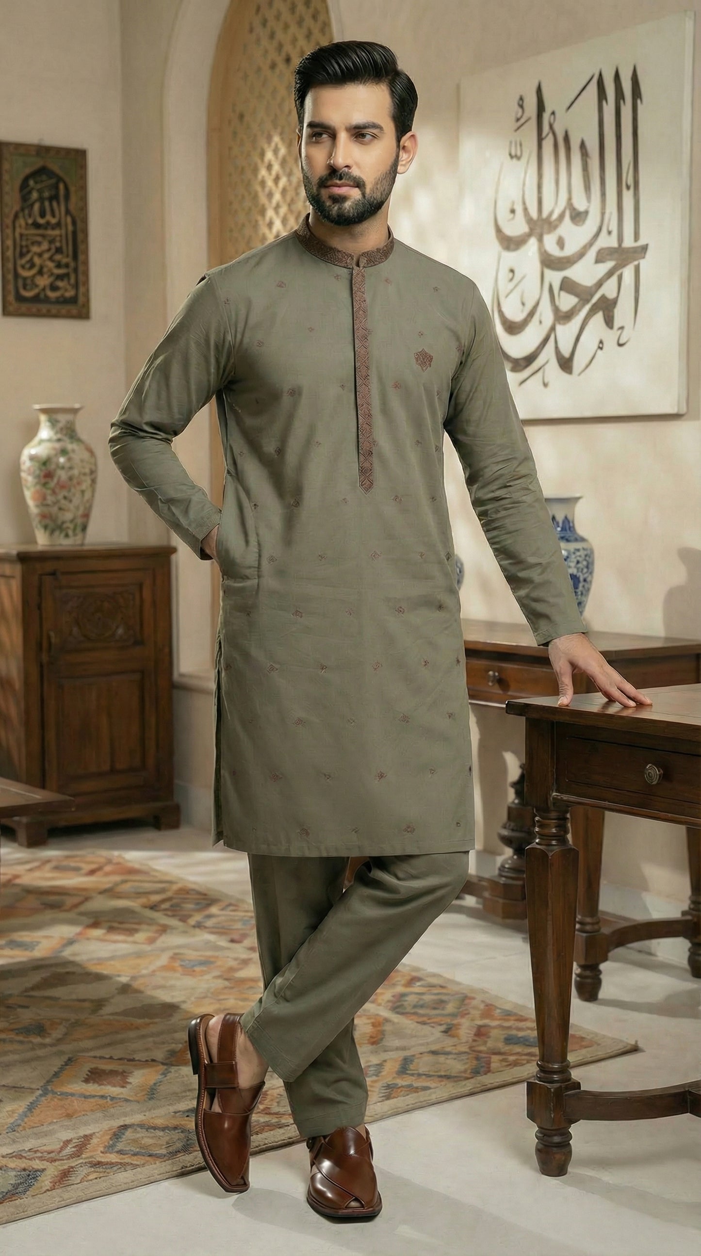 Classic Grey Cotton Shalwar Kameez