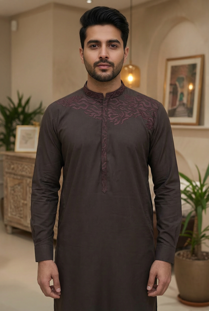 Elegant Mehroon Cotton Shalwar Kameez
