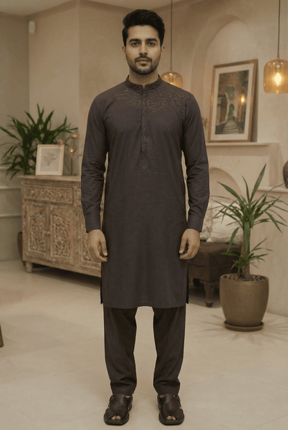 Elegant Mehroon Cotton Shalwar Kameez