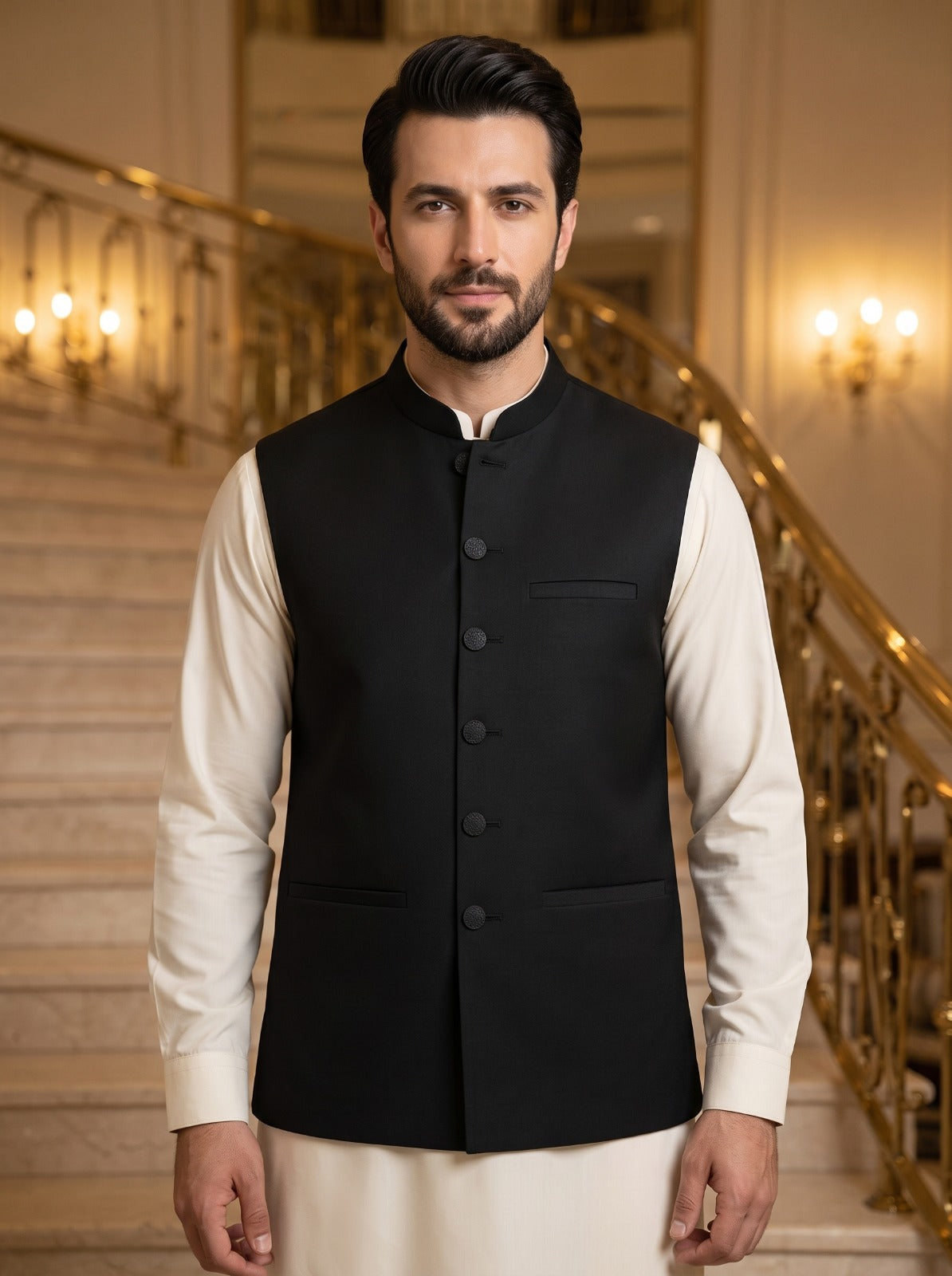 Men Black Waistcoat
