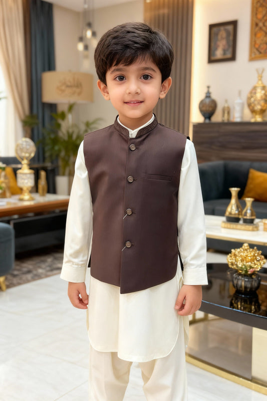 Kids Brown Formal Waistcoat