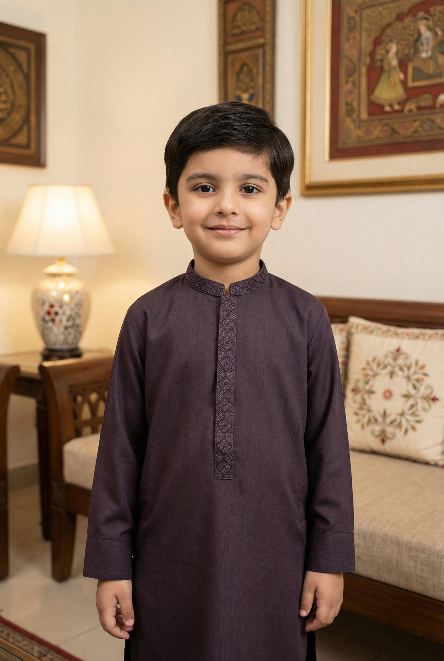 Kids Mahroon Kameez Shalwar