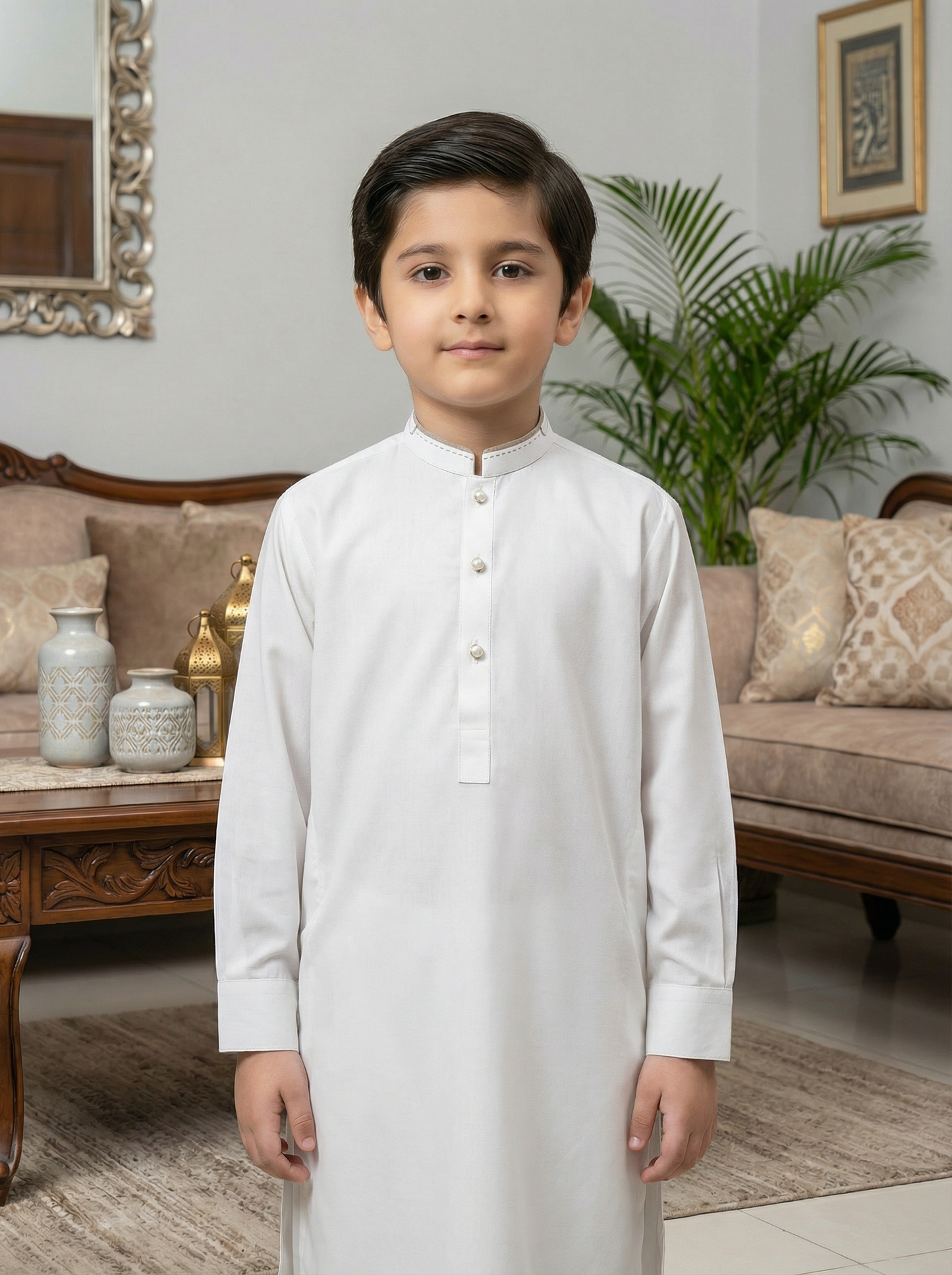 Kids Off White Kameez Pajama