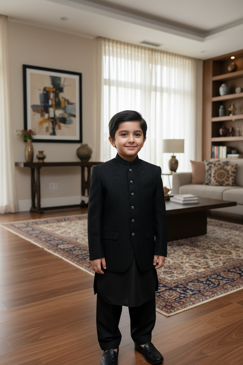 Kids Premium Black Prince Coat