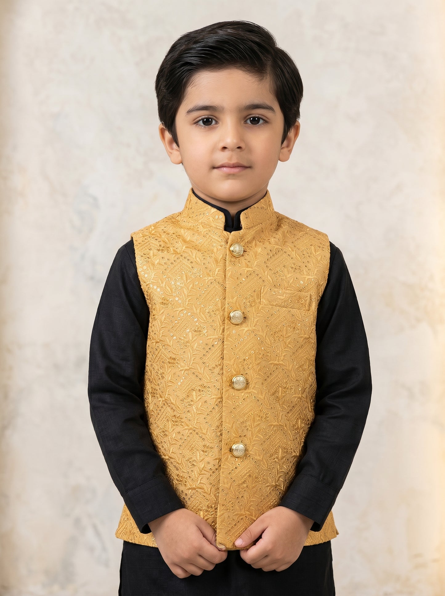 Kids Premium Golden Waistcoat