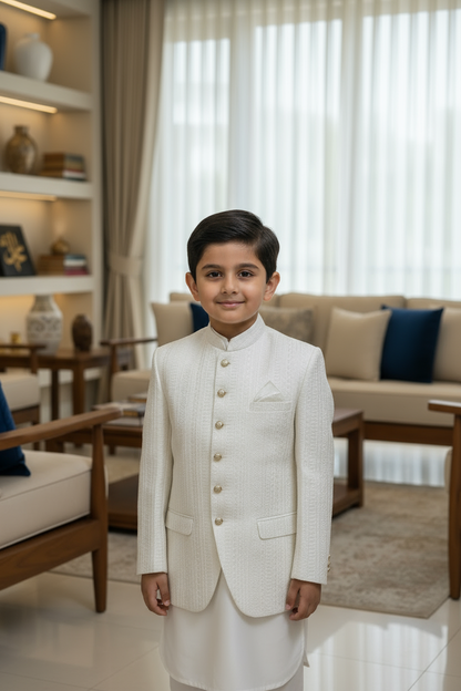 Kids Premium Off White Prince Coat