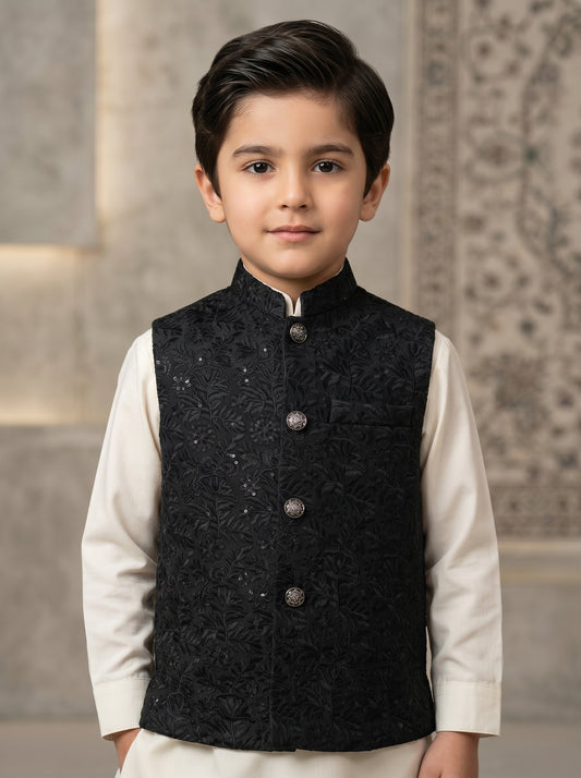 Kids Premium Black Waistcoat
