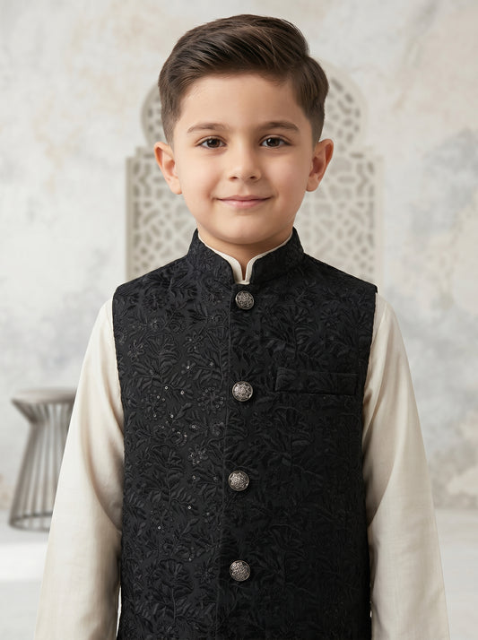 Kids Premium Black Waistcoat