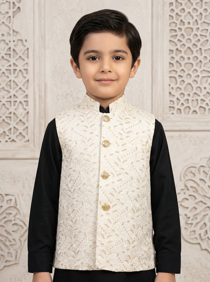 Kids Premium Off White Waistcoat