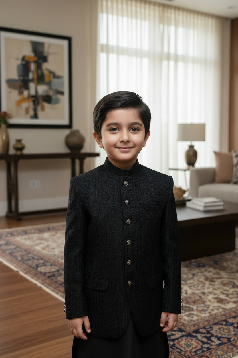 Kids Premium Black Prince Coat