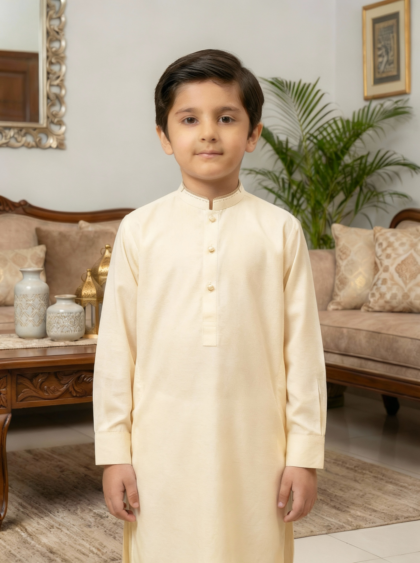 Kids Cream Kameez Pajama