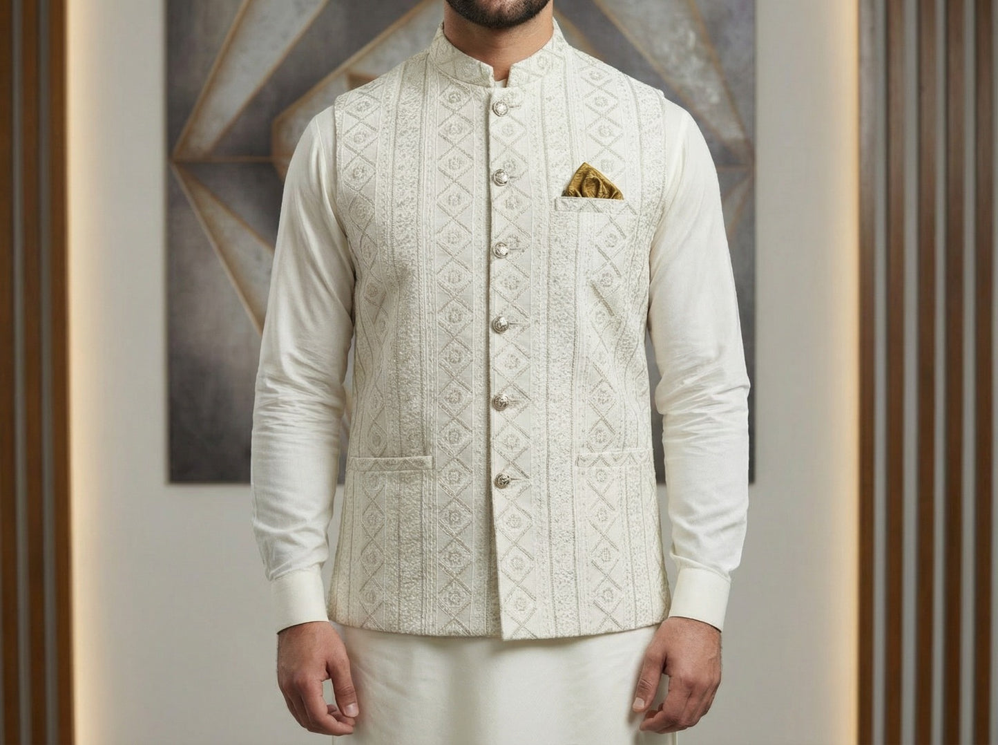 Masoori Waistcoat Off-White Color