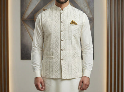 Masoori Waistcoat Off-White Color