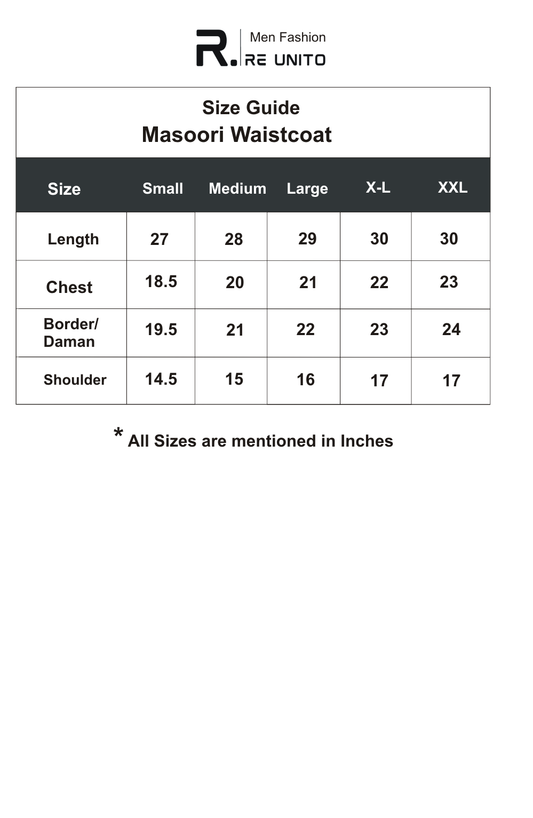 Masori WC size chart