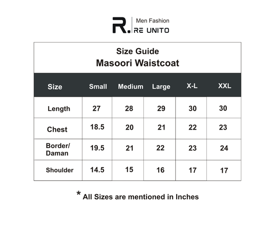 Masori WC size chart