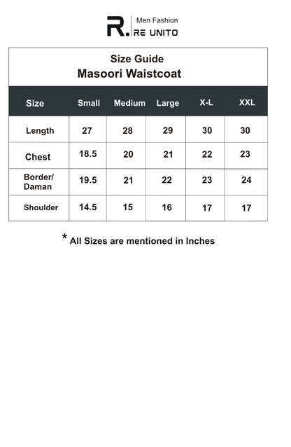 Masori WC size chart