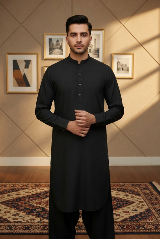 Men Black Kameez Shalwar