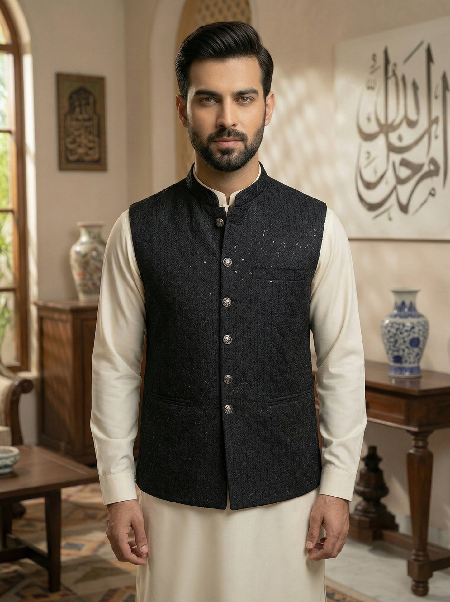 Men Black Premium Waistcoat